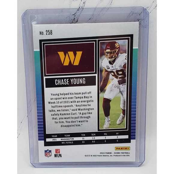 Chase Young 2022 Panini Score Red Parallel #258, 295/499 Washington Commanders - Picture 2 of 4